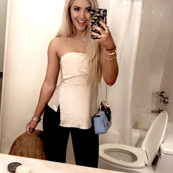 Topshop asymmetrical strapless top - Picture 5 of 6